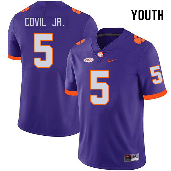 Youth #5 Sherrod Covil Jr. Clemson Tigers College Football Jerseys Stitched-Purple